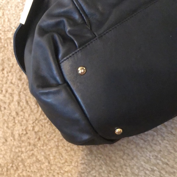 Michael Kors "Beverly" Large Black Leather Gold Hobo Satchel Tote Bag - Picture 12 of 12